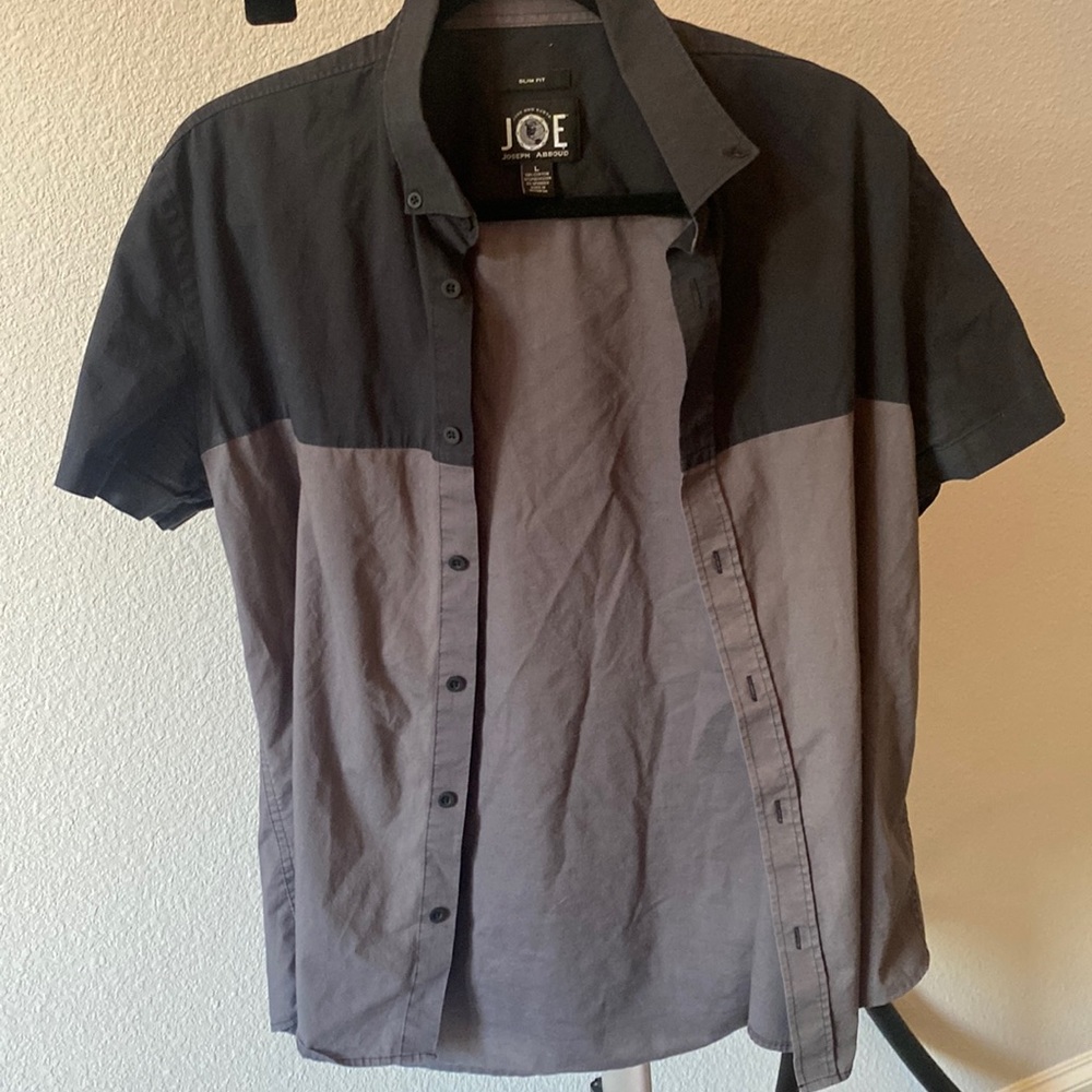 Joseph abboud black and gray button up shirt